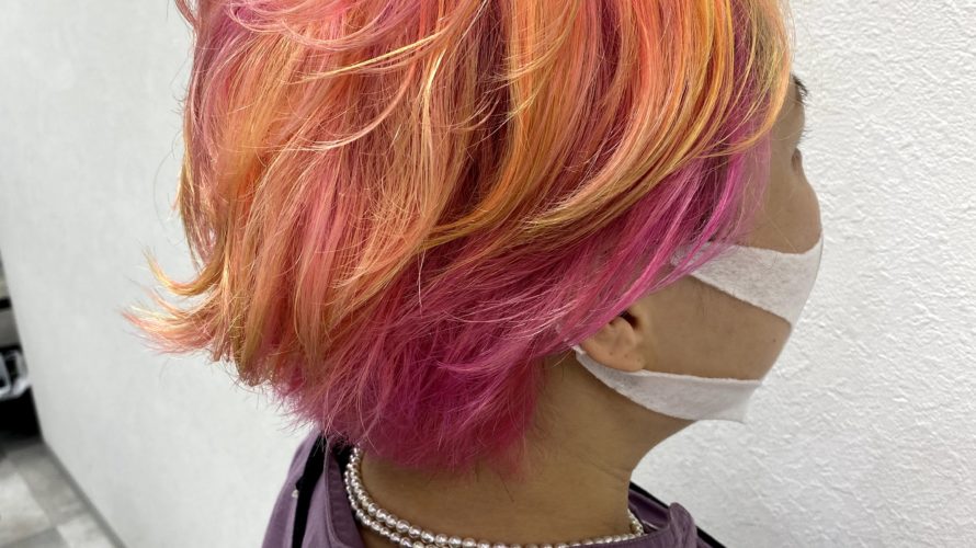ショートヘア×ピンク　ブリーチ一回で作れて色落ちまで楽しめるデザインカラー